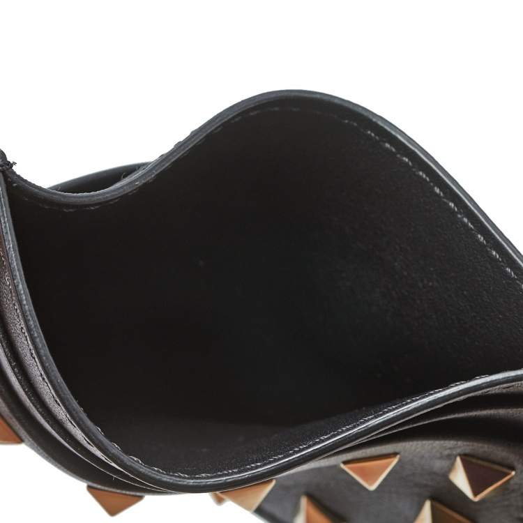 Pre Owned Valentino Black Leather Rockstud Card Holder