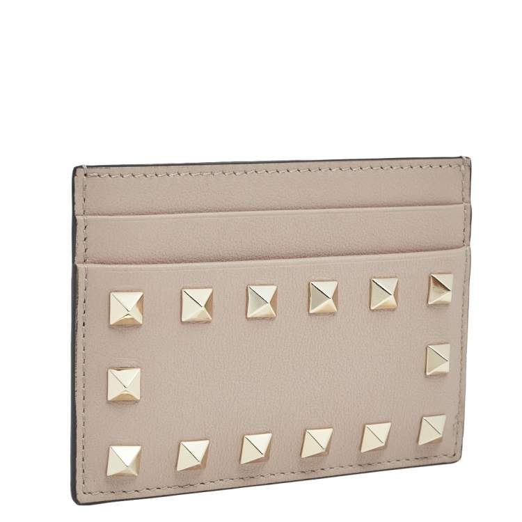 Pre Owned Valentino Poudre Leather Rockstud Card Holder