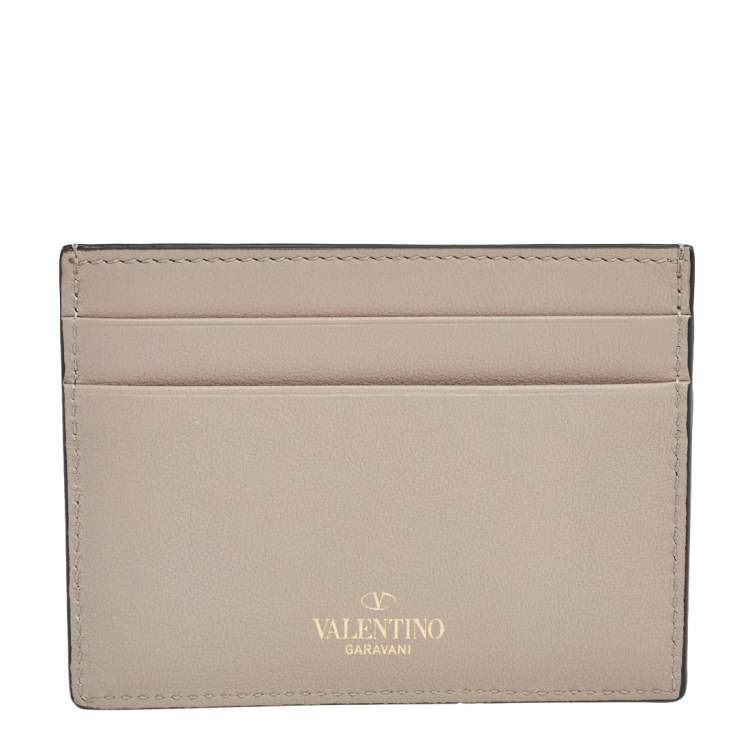 Pre Owned Valentino Poudre Leather Rockstud Card Holder