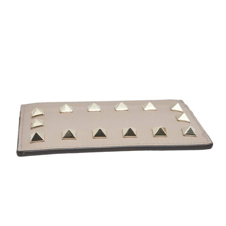 Pre Owned Valentino Poudre Leather Rockstud Card Holder