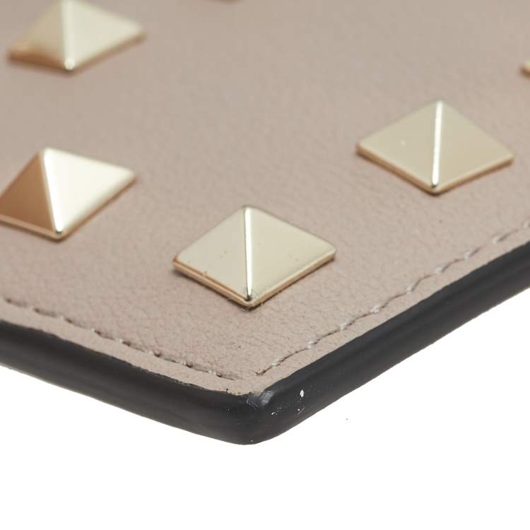 Pre Owned Valentino Poudre Leather Rockstud Card Holder