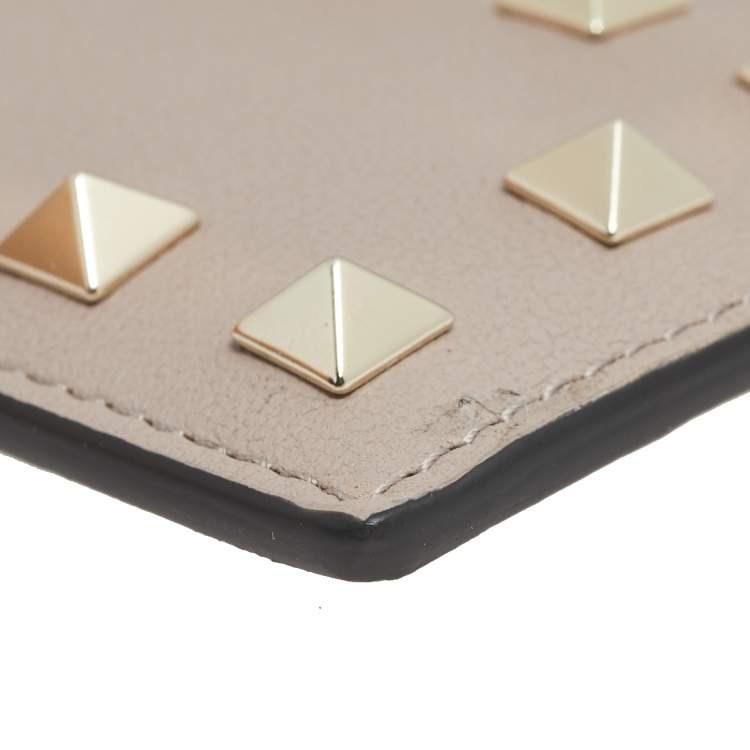 Pre Owned Valentino Poudre Leather Rockstud Card Holder