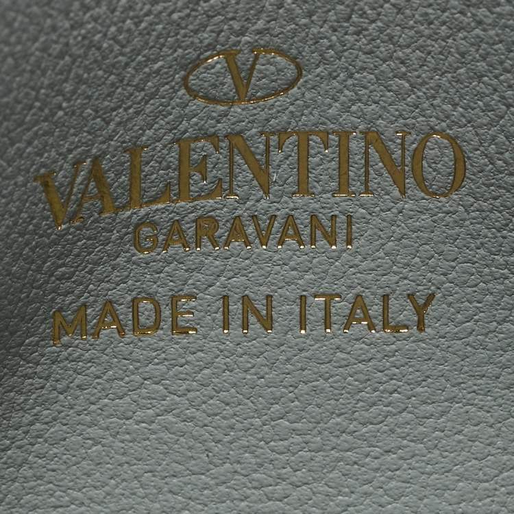 Pre Owned Valentino Grey Leather Rockstud Card Holder