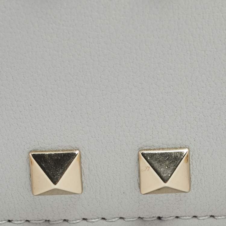 Pre Owned Valentino Grey Leather Rockstud Card Holder