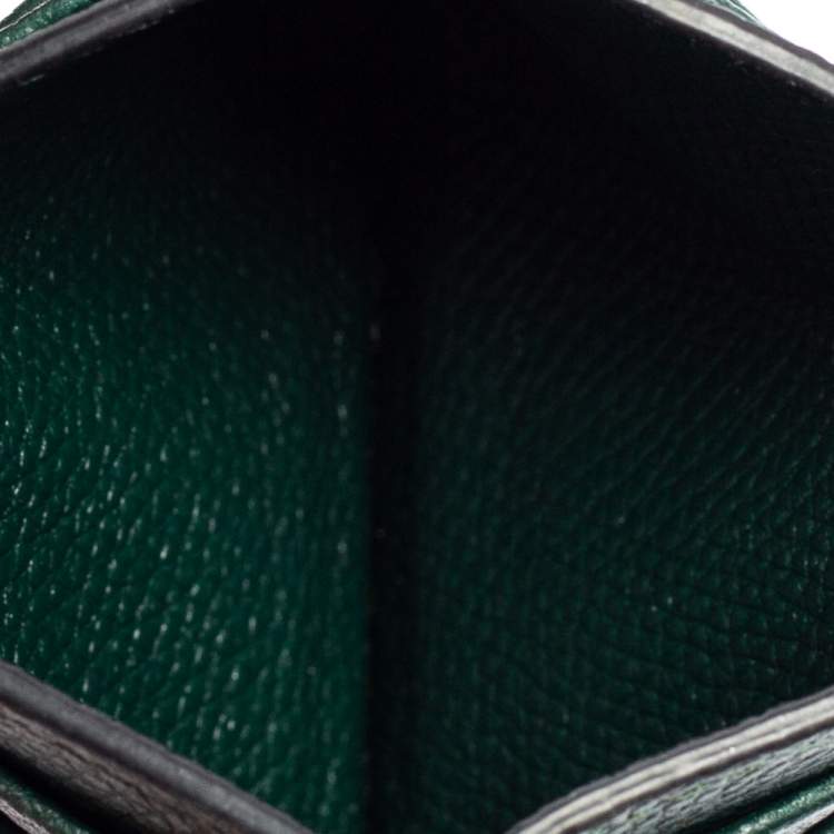 Pre Owned Valentino Green Leather V-Logo Card Holder