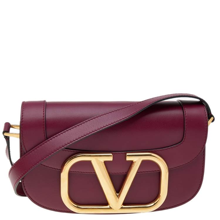 Double v leather crossbody bag Louis Vuitton Burgundy in Leather - 29641232