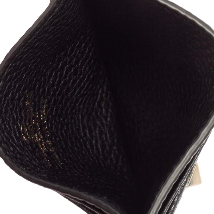 Pre Owned Valentino Black Grained Leather Rockstud Card Case