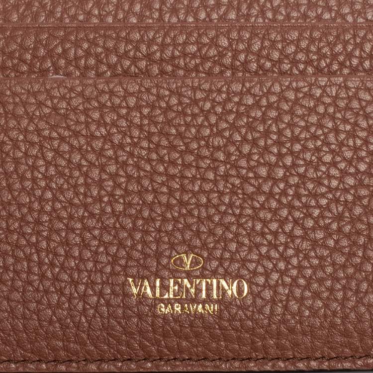 Pre Owned Valentino Old Rose Leather Rockstud Card Holder