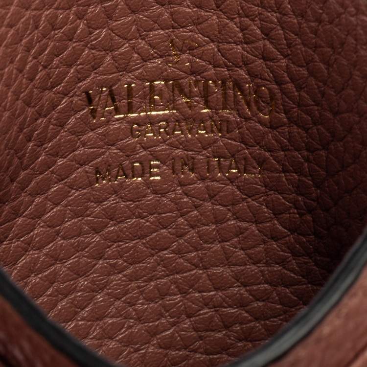 Pre Owned Valentino Old Rose Leather Rockstud Card Holder