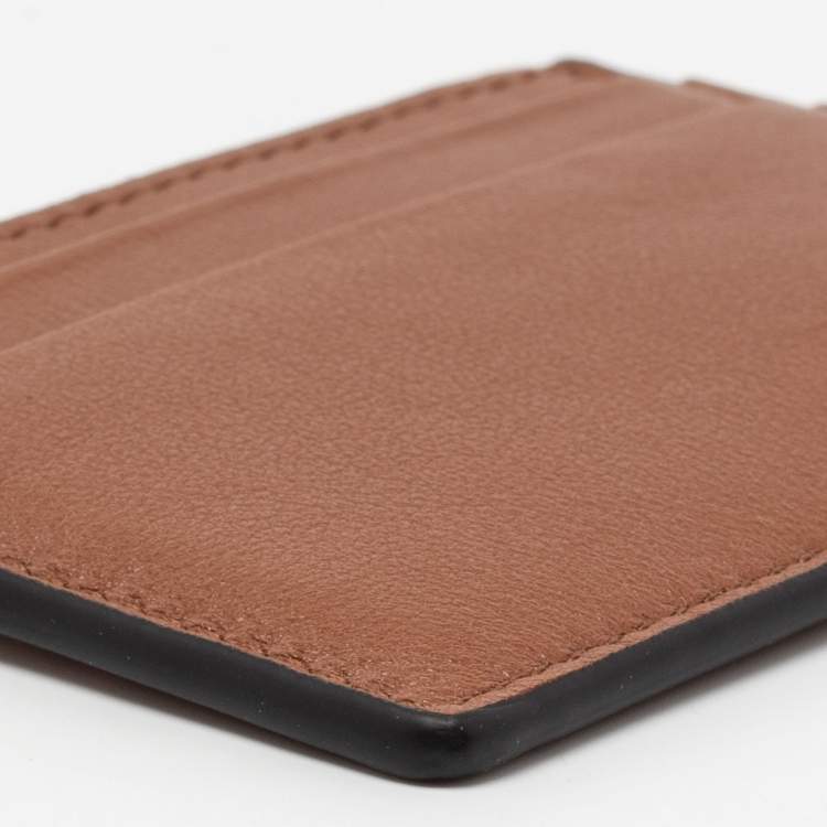 Pre Owned Valentino Brown Leather V logo Card Case