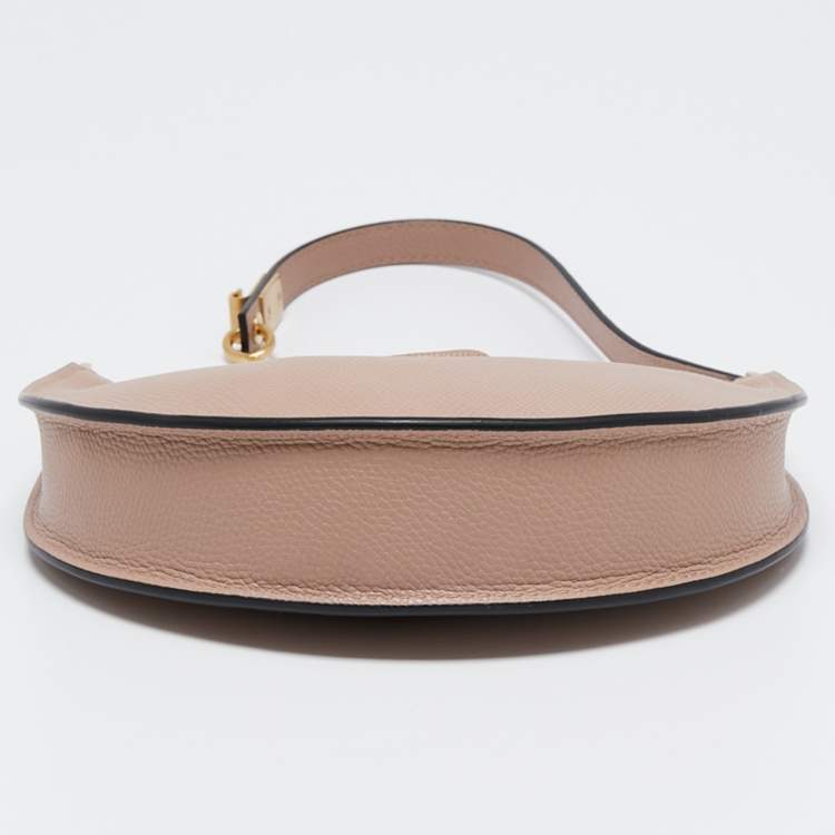 Pre Owned Valentino Dusty Pink Leather Mini VLogo Hobo