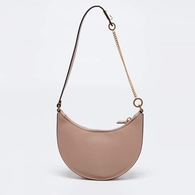 Pre Owned Valentino Dusty Pink Leather Mini VLogo Hobo