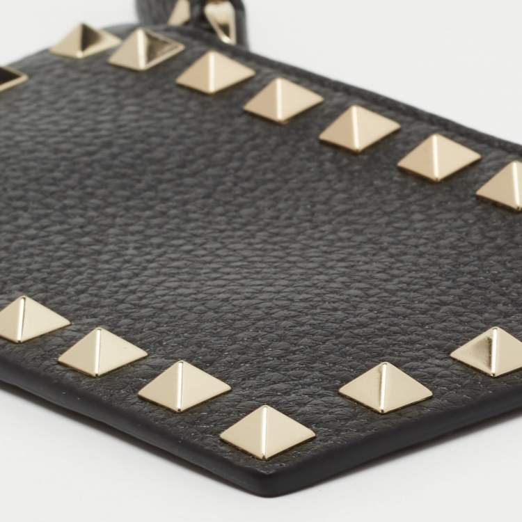 Pre Owned Valentino Black Leather Rockstud Wallet