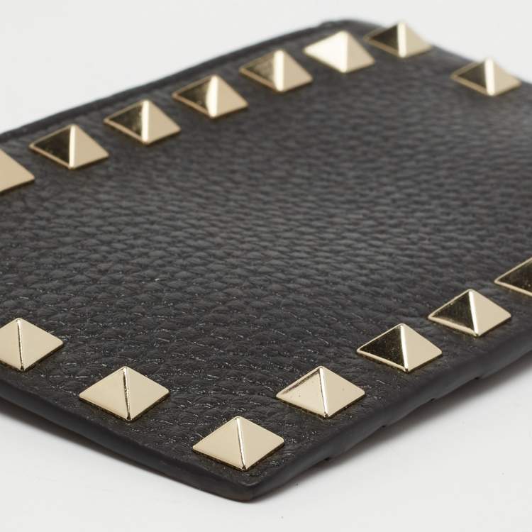 Pre Owned Valentino Black Leather Rockstud Wallet