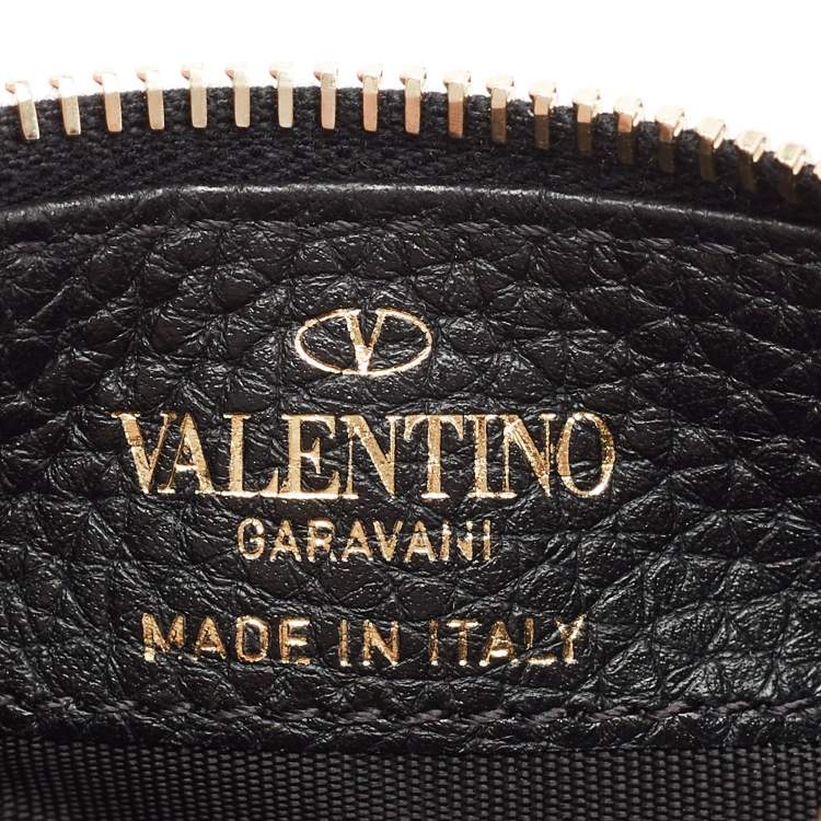 Pre Owned Valentino Black Leather Rockstud Wallet
