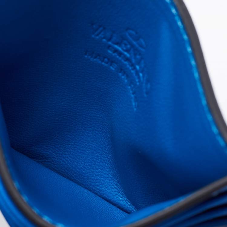 مملوكة مسبقًا Valentino Blue Leather Vlogo Card Holder