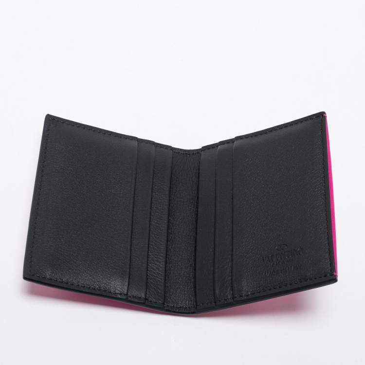 مملوكة مسبقًا Valentino Fuchsia Leather VLogo Card Case