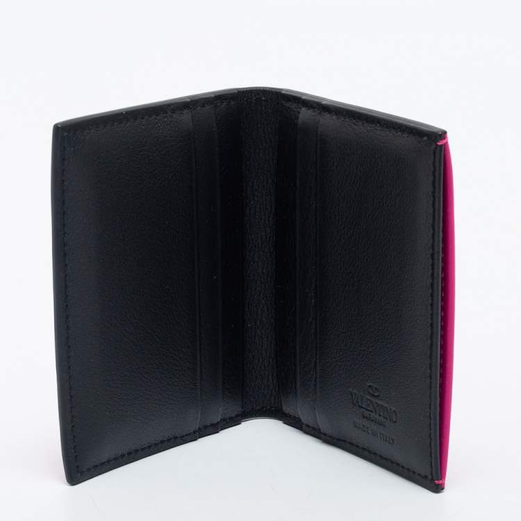 مملوكة مسبقًا Valentino Fuchsia Leather VLogo Card Case