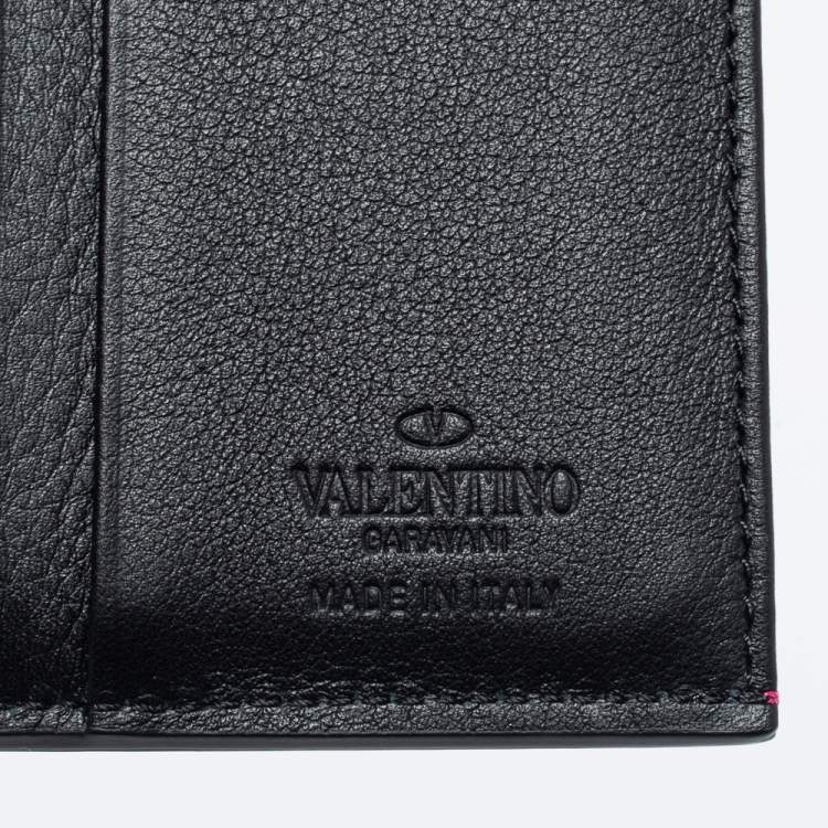 مملوكة مسبقًا Valentino Fuchsia Leather VLogo Card Case