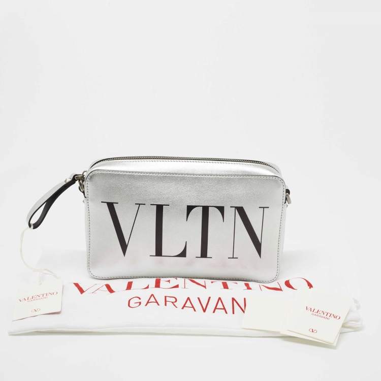 Pre Owned Valentino Silver Leather VLTN Clutch