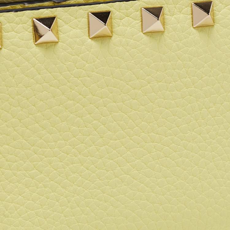 Pre Owned Valentino Yellow Leather Rockstud Zip Card Holder