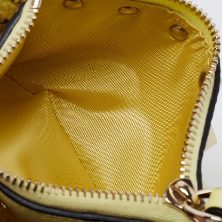 Pre Owned Valentino Yellow Leather Rockstud Zip Card Holder