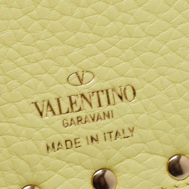 Pre Owned Valentino Yellow Leather Rockstud Zip Card Holder