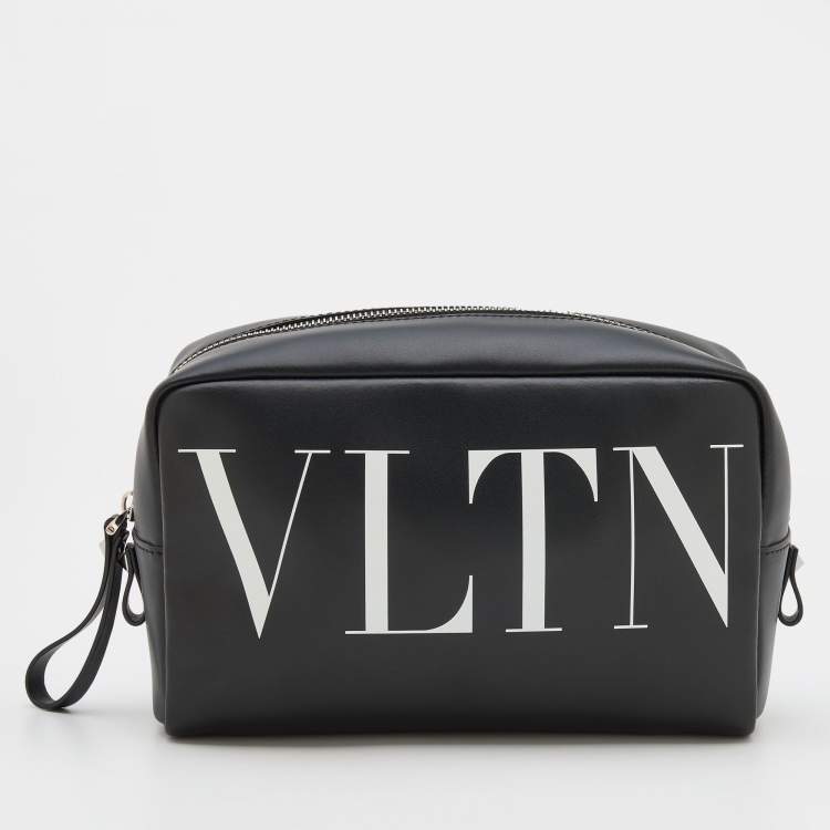 Pre Owned Valentino Black Leather VLTN Clutch