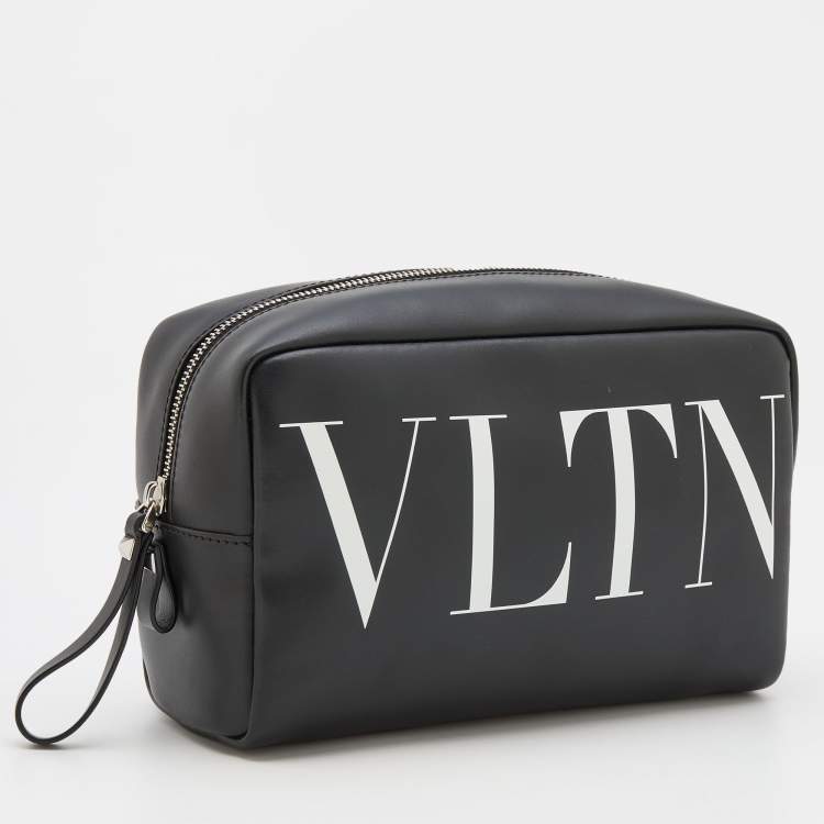 Pre Owned Valentino Black Leather VLTN Clutch