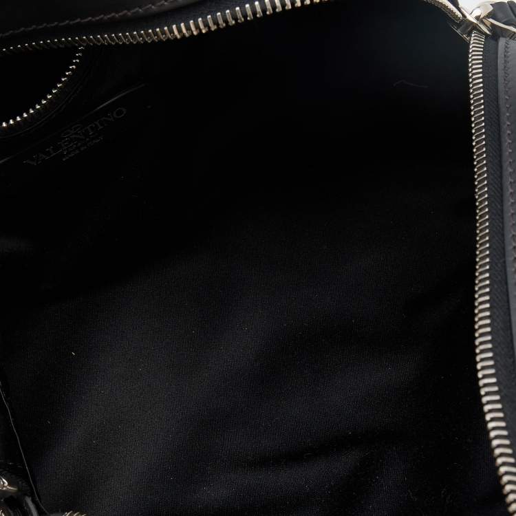 Pre Owned Valentino Black Leather VLTN Clutch