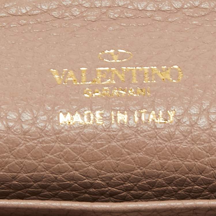 Pre Owned Valentino Dusty Pink Leather Rockstud Wallet on Chain