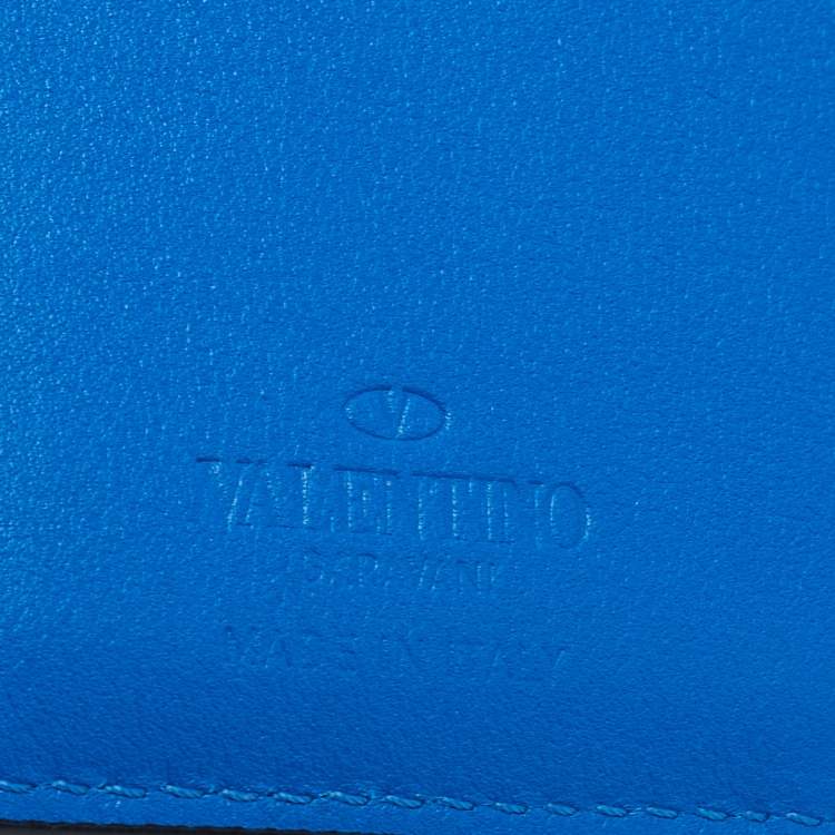 Pre Owned Valentino Blue Leather VLogo Card Case