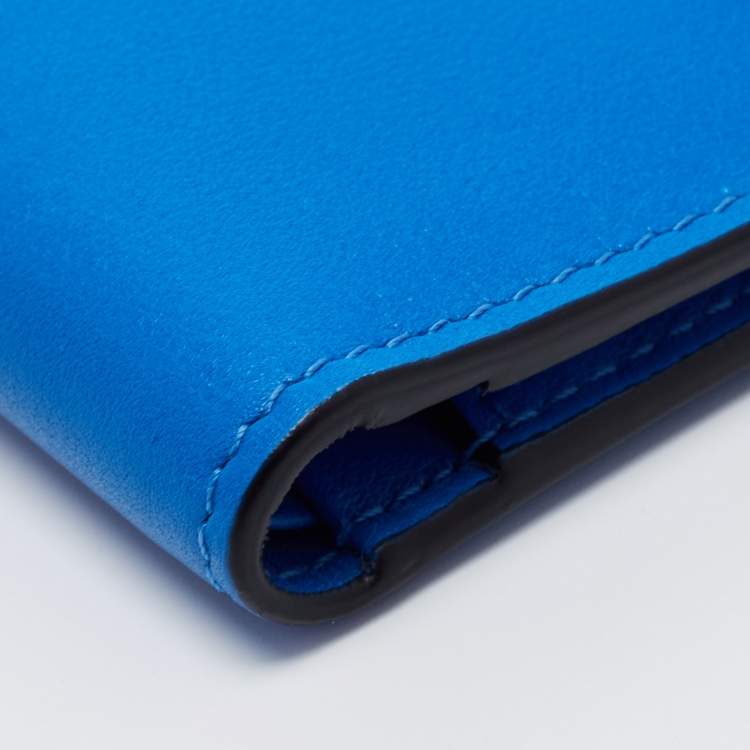 Pre Owned Valentino Blue Leather VLogo Card Case