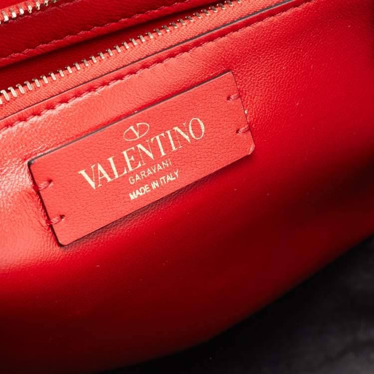 Pre Owned Valentino Black Leather Rockstud Flap Top Handle Bag