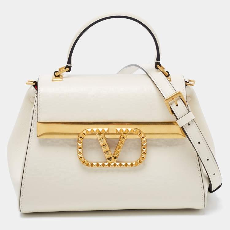 مملوكة مسبقًا Valentino Off White Leather Small Alcove Top Handle Bag