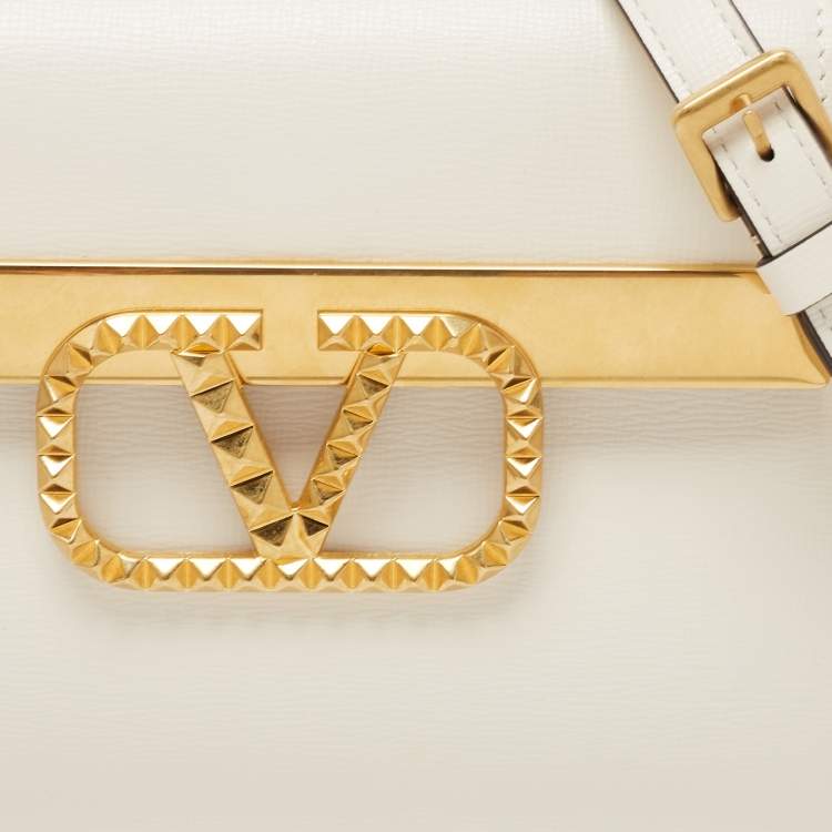 مملوكة مسبقًا Valentino Off White Leather Small Alcove Top Handle Bag
