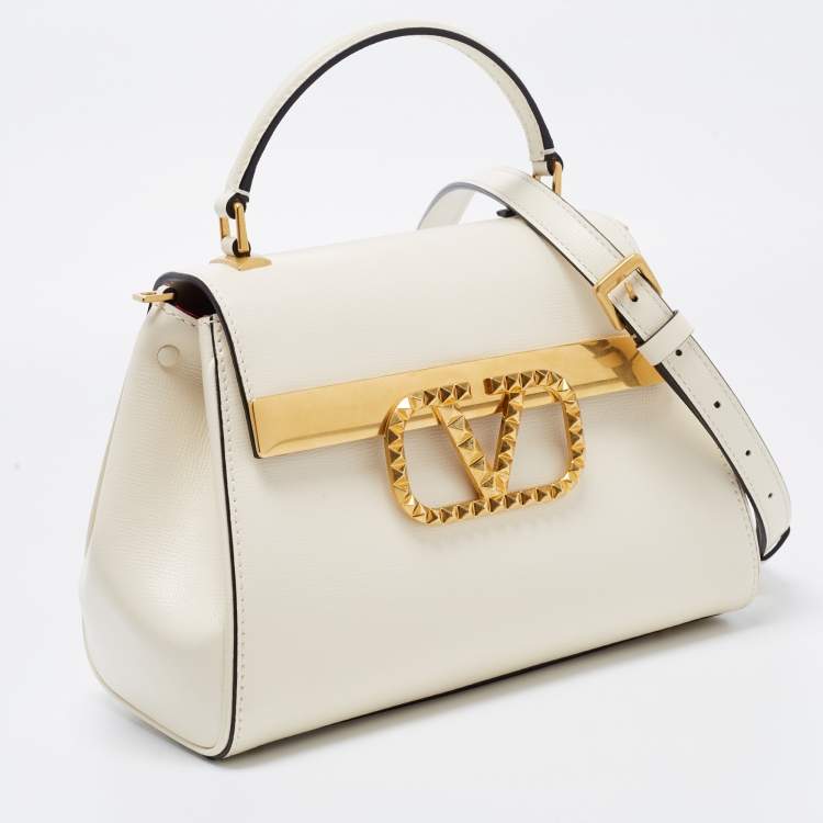 مملوكة مسبقًا Valentino Off White Leather Small Alcove Top Handle Bag