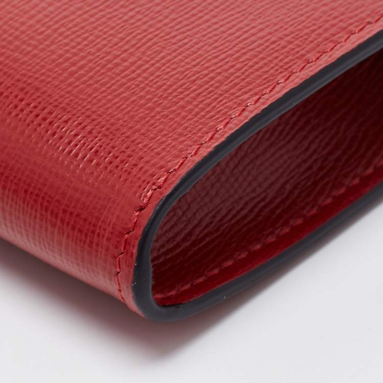 Pre Owned Valentino Red Leather Rockstud Twist Lock Zip Wallet 