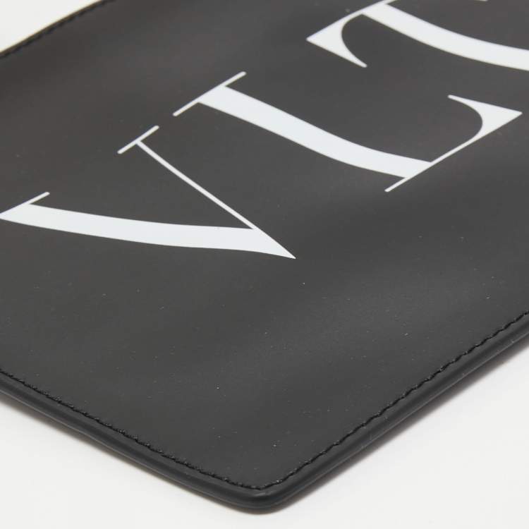Pre Owned Valentino Black Leather VLTN Clutch