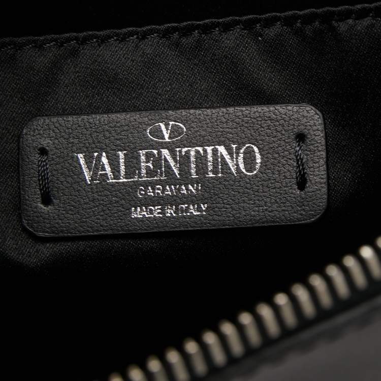 Pre Owned Valentino Black Leather VLTN Clutch