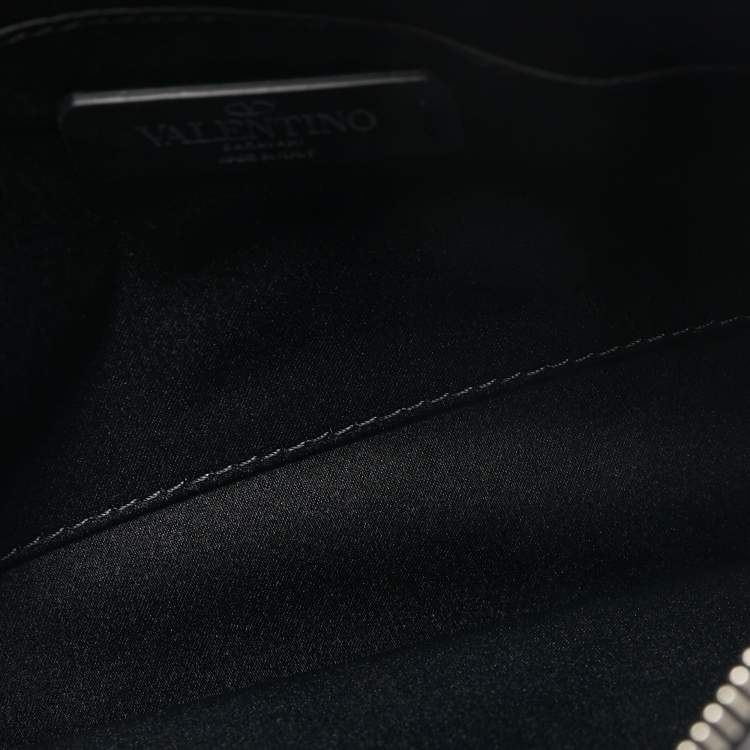 Pre Owned Valentino Black Leather VLTN Clutch
