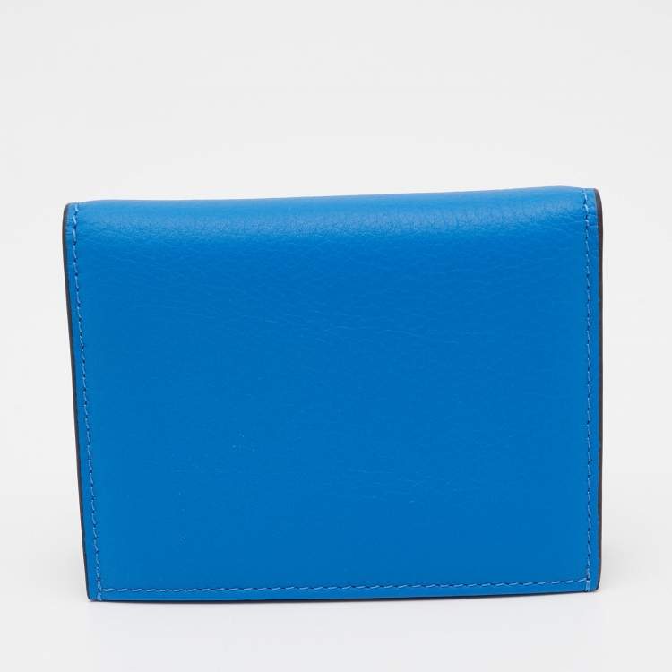Pre Owned Valentino Blue Leather VLogo Card Case