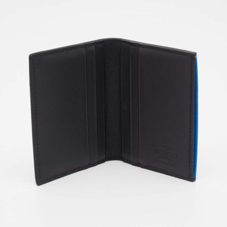 Pre Owned Valentino Blue Leather VLogo Card Case