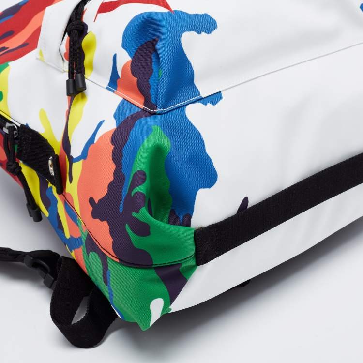 Pre Owned Valentino Multicolor Camo Print Nylon VLTN Logo Backpack