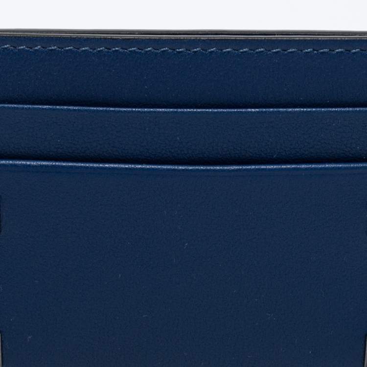 Pre Owned Valentino Blue Leather Rockstud Card Holder