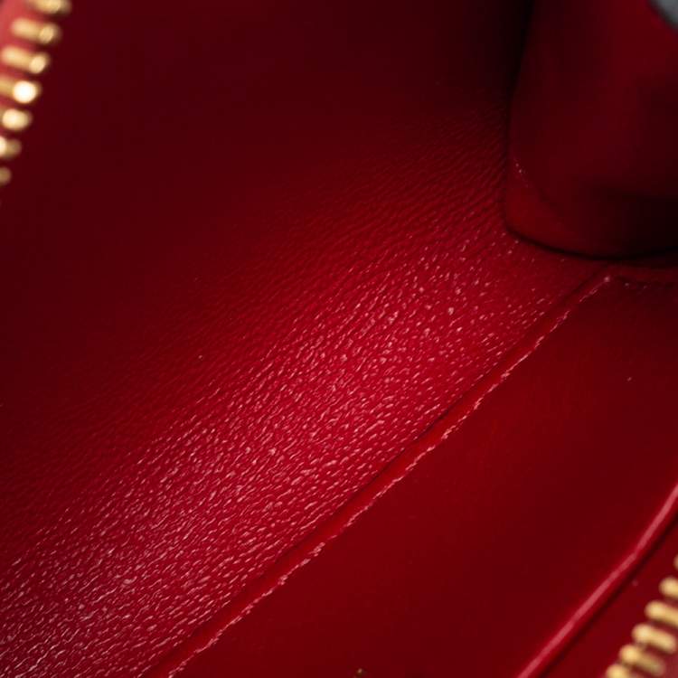 Pre Owned Valentino Red Saffiano Leather Rockstud Twist Lock Zip Wallet 