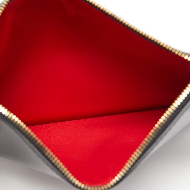 Pre Owned Valentino Black Leather Rockstuds Alcove Zip Pouch 