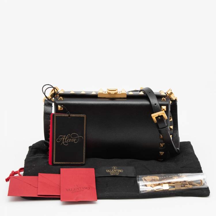 Pre Owned Valentino Black Leather Rockstud Alcove Crossbody Bag