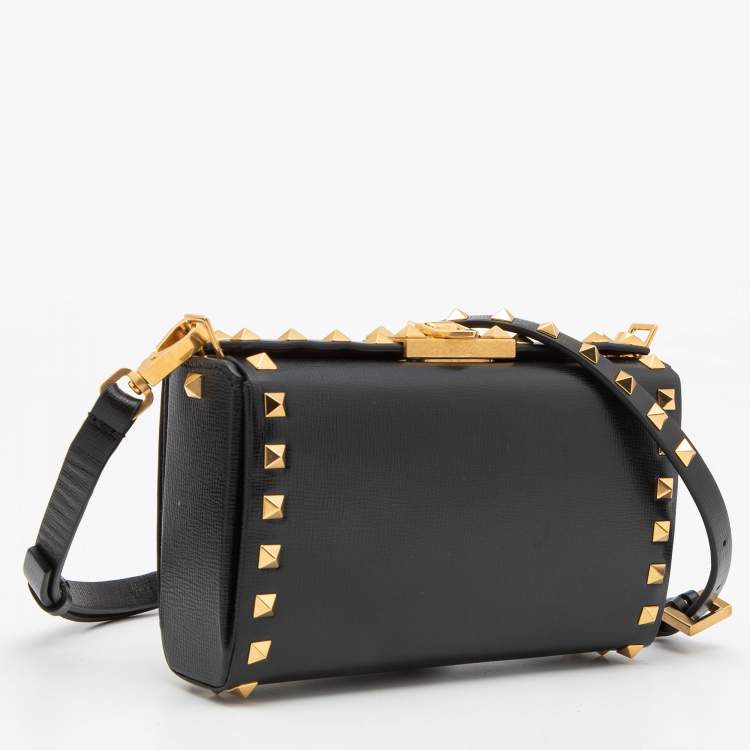Pre Owned Valentino Black Leather Rockstud Alcove Crossbody Bag