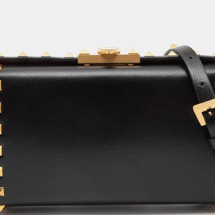 Pre Owned Valentino Black Leather Rockstud Alcove Crossbody Bag